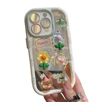 Coque de téléphone portable en TPU de qualité supérieure avec support, motif grenouille et fleurs, pour 17 Pro Max et P70, style Ins