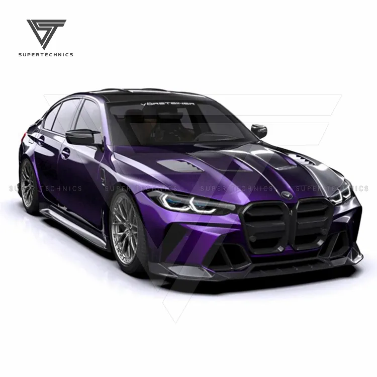 Vorstein Bumper depan gaya setengah serat karbon untuk BMW 3 Series G80 M3 2019-2023