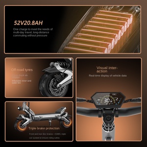 Patinete Eléctrico Plegable de Alta Potencia con Doble Motor, Batería de 20 Ah y Velocidad de 60 km/h - Product Image 5