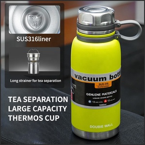 Termo de Acero Inoxidable SUS 316 de 1 Litro de Gran Capacidad, Botella de Agua Aislada de 1000 ml, Taza para Deporte - Product Image 5
