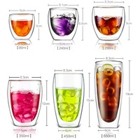 Tazas de Viaje de Vidrio Borosilicato de Doble Pared de 8oz, 12oz y 16oz, con Tapa de Bambú Aislante, Resistentes al Calor, Estructura de Doble Capa, Sopladas a Mano