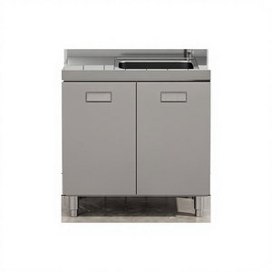 Cuisinière professionnelle en acier inoxydable avec deux brûleurs et évier intégré, 48 pouces, cuisinière à gaz encastrable, facile à nettoyer - Product Image 3