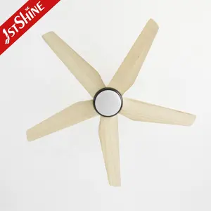 1stshine Led Ceiling Fan Natural Wood 5 Blades Soft Wind Smart Control Led Ceiling Fan