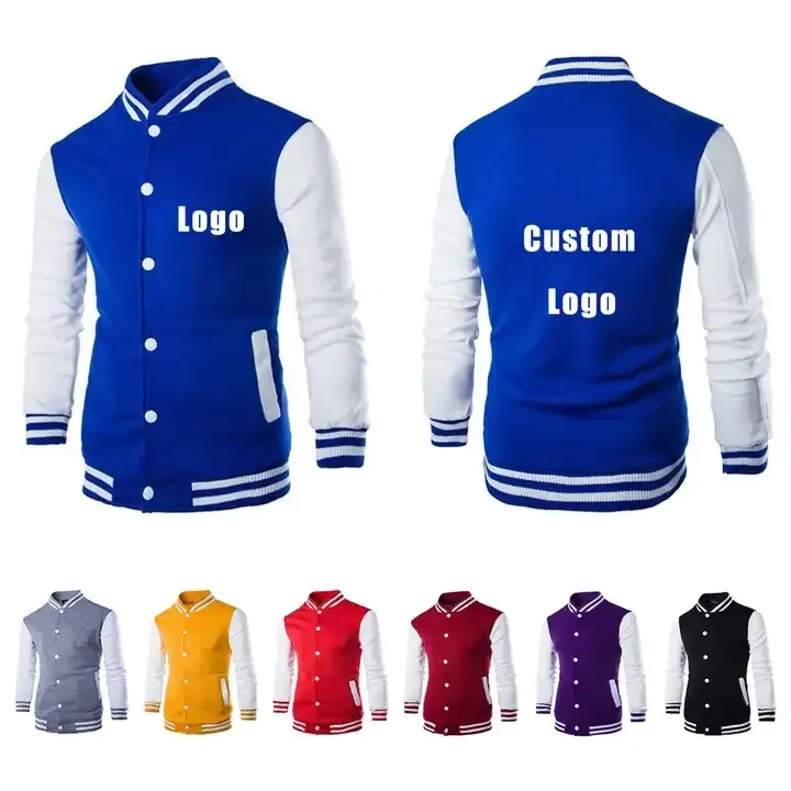 Venta al por mayor logotipo personalizado impreso hombres moda casual Chaquetas Chaqueta de béisbol Letterman Varsity chaquetas