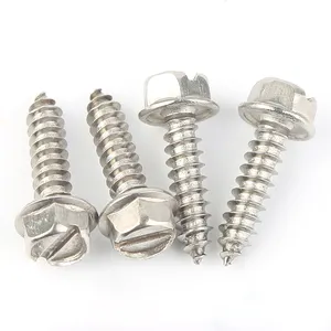 Factory OEM Stainless Steel Slotted Hex Washer Head self tapping License Plate Frame Screws for Fastening License Plates