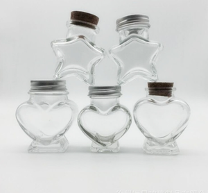 Venta al por mayor 50ml 100mL mini tarro <span class=keywords><strong>de</strong></span> vidrio en forma <span class=keywords><strong>de</strong></span> corazón con <span class=keywords><strong>corcho</strong></span> <span class=keywords><strong>para</strong></span> mermelada <span class=keywords><strong>de</strong></span> miel dulce deseo contenedor <span class=keywords><strong>de</strong></span> vidrio regalo - Product Image 2