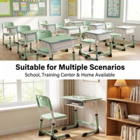 Ensemble Chaise et Bureau d'Étudiant Moderne en Forme de C, Stable, Réglable, Écologique et Durable pour Salle de Classe, Étude et Atelier