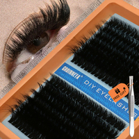 Kits de cils synthétiques DIY faits main pour auto-greffe, cils segmentés volumineux grande capacité, noirs, pour l'exportation