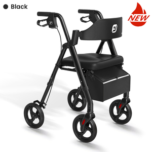 Trọng lượng nhẹ Bốn bánh xe Gấp Thép <span class=keywords><strong>Walker</strong></span> với ghế di động viện trợ cho các khuyết tật nhôm hợp kim rollator - Product Image 1