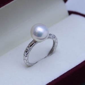 Bague en argent S925 Zhuji Danshui, perle ronde de 9-10 mm, forte luminosité, défauts discrets, style simple, réglable - Product Image 4