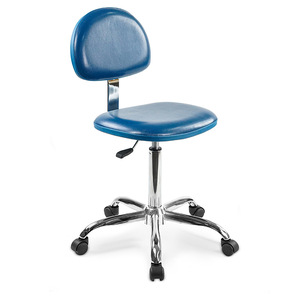 Chaise antistatique Hewei, réglable en hauteur, avec dossier, pour hôpital, salle blanche, laboratoire, en cuir, avec roulettes en métal MC009 - Product Image 2