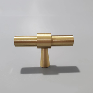 Golden Solid Brass Contemporary T-Shaped Handles for Cabinets Drawers Bedroom Kitchen Furniture-Easy Installation Durable - Product Image 6