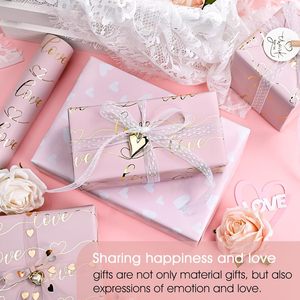 Pink Love Wrapping Paper 17 In X 32.8 Ft Reversible Heart Design For Valentine Birthday Wedding Gift Wrap - Product Image 3