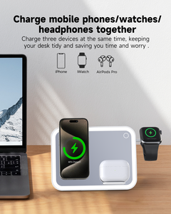 2025 nouveau KC Qi2 4 en 1 veilleuse/miroir de maquillage lumière 15W chargeur sans fil magnétique Station lampe de bureau pour IPhone/iWatch/AirPod - Product Image 3