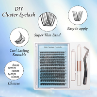 Kit de Cils Faux en Gros, Sans Cruauté Animale, pour DIY, Extensions de Cils en Grappes à Base Pointue, Courbure D, Naturelles