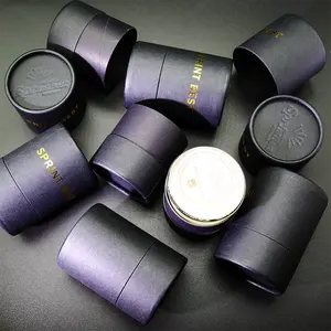 Custom High end luxury custom black matte gift paper tube boxes packaging candle jar