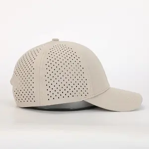 Oem高品質卸売カスタム6パネル防水スポーツゴラス印刷ロゴレーザーカットホールハットポリエステルゴルフ野球帽