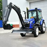 Mini-tracteur agricole EPA 50HP 4x4 à transmission par engrenages avec chargeurs avant et arrière, pompe et boîte de vitesses