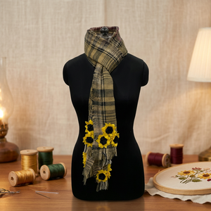 Embroidered Cotton Long Women's Leaf Pattern Multi-Purpose Scarf - Product Image 3