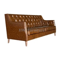 Heywood Neues Design 3-Sitzer Echtleder-Sofa - Modernes Rechteckiges Villen-Wohnzimmermöbel mit Hochdichtem Schaumstoff