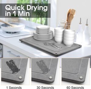 Water Absorbing Stone Dish <strong>Drying</strong> <strong>Mats</strong> for Kitchen Counter <strong>Quick</strong> Dry Diatomaceous Earth Sink Tray <strong>Mat</strong> for Dish Bottles Cup - Product Image 2