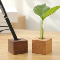 Vases à fleurs classiques rectangulaires en bois massif, écologiques, ornements de bureau, 4x4x3,5 cm, boîte de rangement en gros