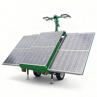 Projecteur de sécurité mobile sur remorque DDP Factory 7M, avec mât télescopique rotatif à 360 degrés et générateur solaire