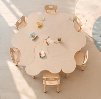 Ensemble table et chaises en bois durable Clover pour la maternelle, bureau d'étude et de dessin pour enfants, mobilier scolaire pour salle de classe et salon