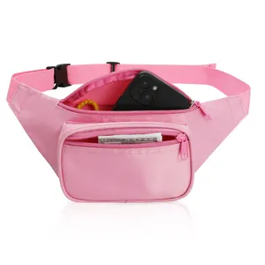 时尚粉色范妮包袋跑步便携腰包，带可调节肩带