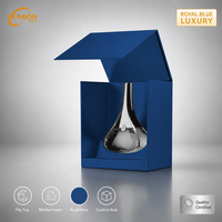 Boîte cadeau rigide bleu roi Leabon avec insert moulé à couvercle rabattable pour emballage de carafe à whisky – Vente en gros usine