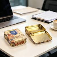 Boîte en fer blanc rectangulaire personnalisée en usine, de qualité alimentaire, avec charnière, pour rangement, emballage de cartes de jeu et cadeaux, et pour aliments