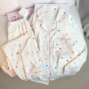 Pigiama Sexy con Stampa Floreale e Frutta per Donne, Set da Notte a Maniche Lunghe, Abbigliamento da Casa con Motivi Cartoon Carini, Stile Dolce, Vendita all'Ingrosso - Product Image 6