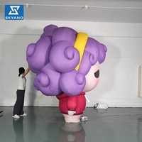 Modèle de dessin animé de fille aux cheveux bouclés gonflable, adapté aux activités de plein air, aux centres commerciaux, à la décoration de scène, aux accessoires de cheering pour les fans