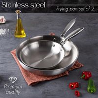 Set Wajan Penggorengan Stainless Steel Tiga Lapis Anti Lengket, Cocok untuk Kompor Gas dan Induksi, Konstruksi 3 Lapis, Kapasitas 4-5L