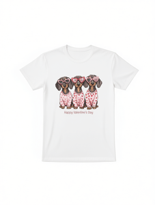 Camiseta con estampado de Dachshund para el Día de San Valentín, camiseta informal de algodón de manga corta con cuello redondo para mujer, regalo de moda para primavera y verano - Product Image 1