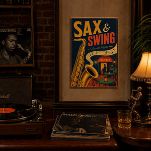 Letrero Metálico Retro <span class=keywords><strong>Vintage</strong></span> de <span class=keywords><strong>Jazz</strong></span> Bar, Letrero de Metal Estilo Antiguo para Salón Musical, Cafetería, Pub, Póster Decorativo de Pared con Saxofón - Product Image 3