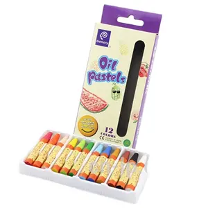 Pastel de aceite de 12 Colores para niños, juego de pasteles de aceite de calidad estándar, caja colgante