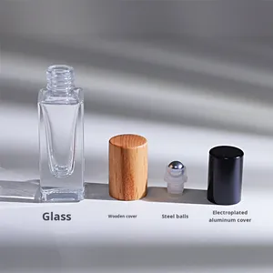 3ml 5ml 6ml 30ml Mini Doldurulabilir Parfüm Roll-on Şişesi Ahşap Kapaklı Roller Toplu Esansiyel Yağ Taşınabilir Kozmetik Boş Cam Şişe - Product Image 4