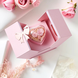 กล่องของขวัญรูปโบว์คู่ ดอกไม้ประดิษฐ์ ปรับแต่งได้ รูปทรงสี่เหลี่ยมเรียบง่าย สำหรับวันวาเลนไทน์ ขอแต่งงาน สารภาพรัก ของขวัญลิปสติก - Product Image 6