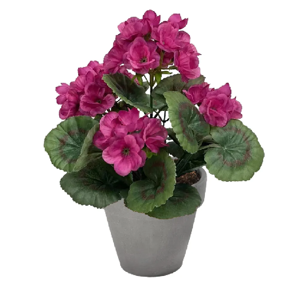 Op Maat Gemaakte Professionele Pp Plastic Stof Cementpot Rood Beige Kunstmatige Geranium In Cementpot Voor Cadeau