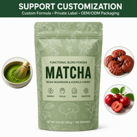 Mélange de poudre de matcha aux champignons Reishi et extrait de cerise Acerola, boisson naturelle à base de plantes, mélange de matcha
