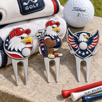 OEM ODM Personnalisé Outil de réparation de divots de golf Aigle Américain en alliage de zinc et émail, Fourche de golf, Accessoires de golf, Cadeau souvenir pour golfeur