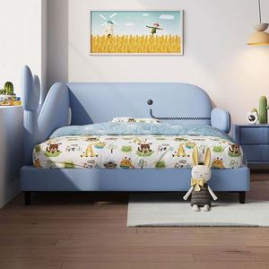 Modern Kids <b>Bed</b> <b>with</b> Cartoon Whale Design & Guardrails Princess Style Single <b>Bed</b> for Boys <b>Girls</b> <b>with</b> <b>Storage</b> - Product Image 1