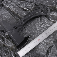 Hache tactique Tomahawk, tête en acier forgé, manche noir, utilisation en plein air, survie