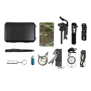 Cadeau pour lui, boîte étanche pour <span class=keywords><strong>l</strong></span>'extérieur, kit de survie 12 en 1, outil d'urgence pour la randonnée, équipement tactique, accessoires de camping - Product Image 4