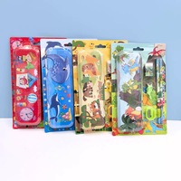 Kit de papeterie très vendu avec étui à crayons en métal, gomme, taille-crayon et poignée de crayon, ensemble de fournitures scolaires multi-designs de dessins animés