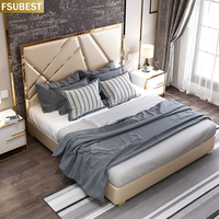 Cadre de lit de luxe de style designer Lit Cama Yatak Letto Letti Bedden Meubles de chambre à coucher Base de lit double en bois Muebles