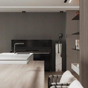 Hiện đại WPC Panel tường ngoài trời Vườn bên ngoài không thấm nước rãnh Composite Ốp chải kỹ thuật thiết kế đồ họa văn phòng dễ dàng - Product Image 6