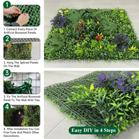 Panneaux muraux en gazon artificiel avec feuillage mixte et feuilles de buis, mur végétal décoratif pour clôture de jardin, revêtement mural
