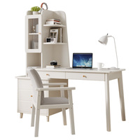 Bureau télescopique en bois massif avec bibliothèque intégrée et armoire latérale, bureau moderne pour le bureau, la maison et la chambre à coucher, bureau d'écriture FJX707